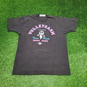 Vintage Funny Naughty Volleygasm Shirt Womens XL 22x28 Black Volleyball